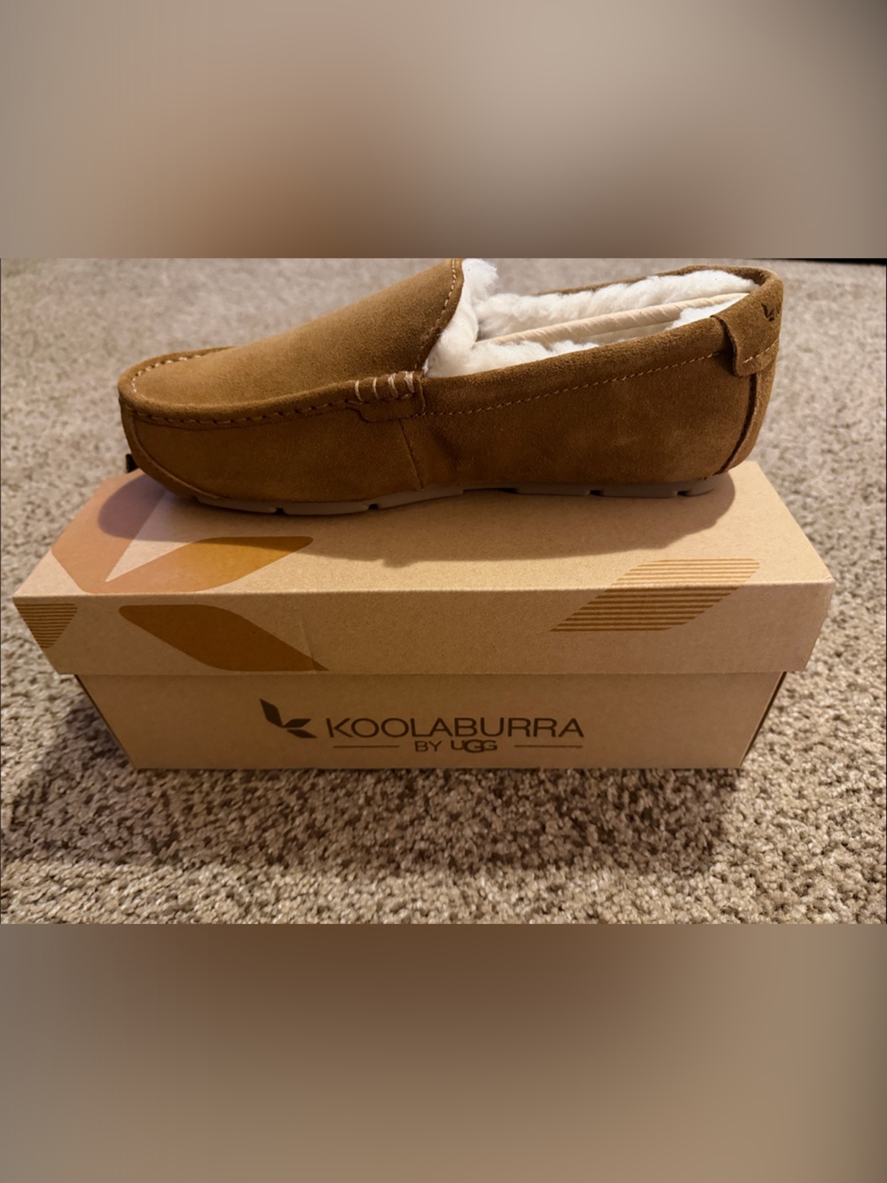 UGG Koolabura Men Tipton Chestnut Suede Loafers Shearling Sz 9 Slippers